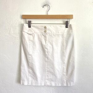 J McLaughlin Mini Skirt Womens Size 0 White Pencil Short Front Buttons